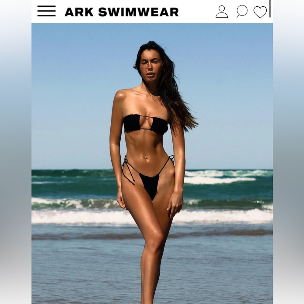 NWT Ark Swimwear rouched bikini bottom black size s